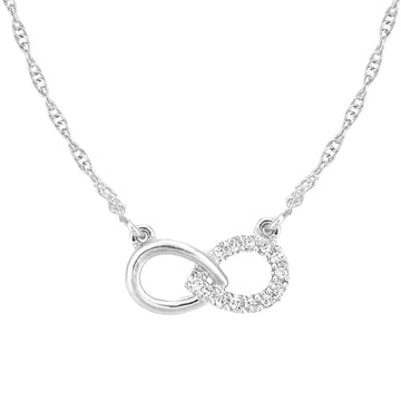 Diamond Pave Infinity Friendship Necklace In UK Hallmarked 9ct White Gold